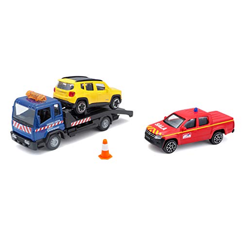 1/43 Street Fire – Abschleppwagen mit Fahrzeug + Emergency Fahrzeug – Sortiment 3 Modelle von Maycheong