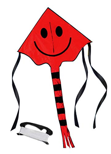 Mayco Bell Lächelndes Gesicht Kite für Kinder mit Griff Linie Outdoorsport Smiley Animation fliegenden Drachen (rot) von Mayco Bell