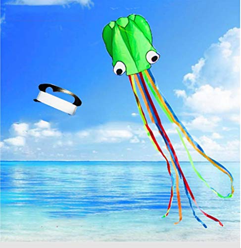 Mayco Bell Tintenfisch Tragbar Drachen Nylon und Polyester Stoff Perfekte Spielzeug für Kinder und Kinder Outdoor Games Aktivitäten Faltbar Große 71 x 400 cm | Extra 100 Meter von Linie (Grün) von Mayco Bell