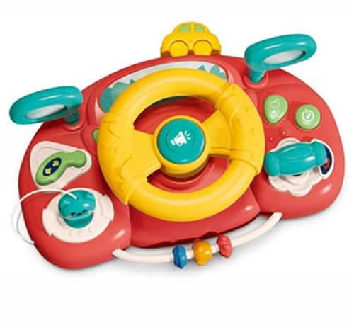 Maycoly Lenkrad Spielzeug für Kinder,Multifunktions-Auto Lenkrad mit Licht und Geräuschen,Lenkrad für Auto für Kinder,Geschenk für Jungen und Mädchen ab 3 Jahre,Rot von Maycoly
