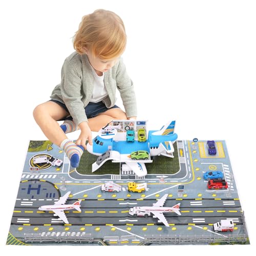 Maycoly Transport Flugzeug Spielzeug,Insgesamt 15 Fortbewegungsmittel mit Verkehrsschildern und Spielmatten,Flugzeug für Kinder mit Hubschrauber,Auto Spielzeug Kinder 3+ Jungen Mädchen Maycoly Transport Flugzeug Spielzeug,Insgesamt 15 Fortbewegungsmittel mit Verkehrsschildern und Spielmatten,Flugzeug für Kinder mit Hubschrauber,Auto Spielzeug Kinder 3+ Jungen Mädchen von Maycoly