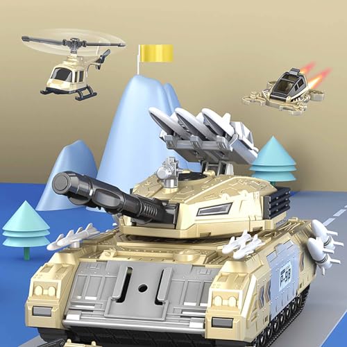 Panzer Spielzeug Sets, 18 Pcs Militärtransportpanzer mit Militärfahrzeuge Spielzeug und Mini Spielzeugsoldaten Modelle, Drehbarem Turm und Raketenwerfer, Panzerfahrzeug Spielset Geschenk für Kinder von Maycoly