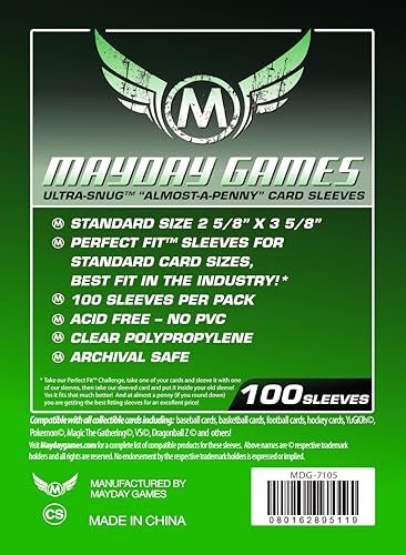 100 Mayday Card Game Sleeves "Almost-A-Penny" Ultra Snug - Kartenhüllen (2 5/8 x 3 5/8in) von Mayday Games