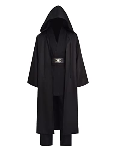 Mayerilby Anakin Skywalker Kostüm für Erwachsene, Halloween, Anakin-Kostüm, Tunika, Kapuzenmantel für Herren (schwarz, M) von Mayerilby