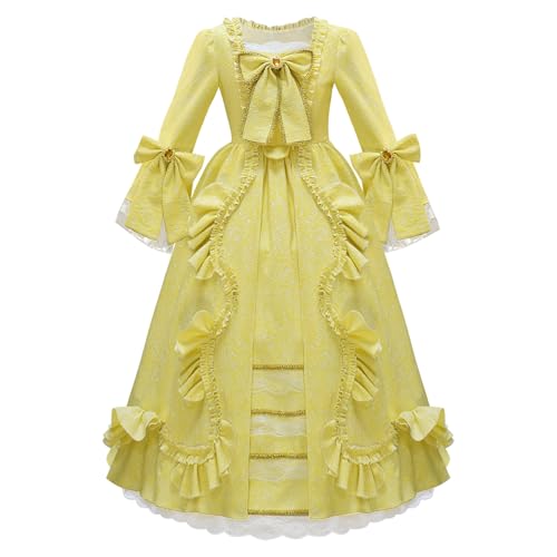 Mayerilby Marie Antoinette Kostüm Ballkleid aus dem 18. Jahrhundert viktorianisches Rokoko-Kleid für Damen (Gelb-Grün, Größe L) von Mayerilby