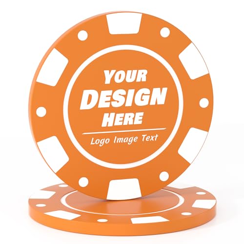 100–1000 individuelle Poker-Chips für 9 Farben, Getränke-Chips, UV-Vollfarbdruck mit Logo-Bildtext, personalisierte Chips für Bar, Party, Firmenlogo und Werbeaktionen (Orange) von Mayertoung