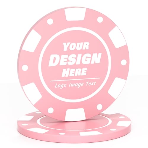 100–1000 individuelle Poker-Chips für 9 Farben, Getränke-Chips, UV-Vollfarbdruck mit Logo-Bildtext, personalisierte Chips für Bar, Party, Firmenlogo und Werbeaktionen (Rosa) von Mayertoung