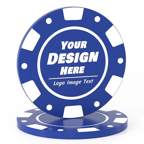 100–1000 individuelle Poker-Chips für 9 Farben, Getränke-Chips, UV-Vollfarbdruck mit Logo-Bildtext, personalisierte Chips für Bar, Party, Firmenlogo und Werbeaktionen (blau) von Mayertoung