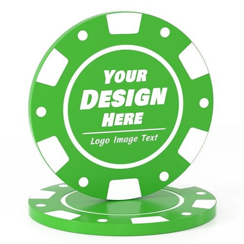 100–1000 individuelle Poker-Chips für 9 Farben, Getränke-Chips, UV-Vollfarbdruck mit Logo-Bildtext, personalisierte Chips für Bar, Party, Firmenlogo und Werbeaktionen (grün) von Mayertoung