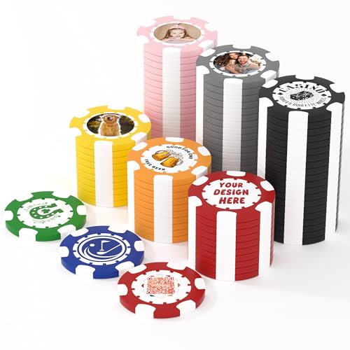 25 benutzerdefinierte Clay Pokerchips, 40 mm schwer, 11,5 g Casino-Größe, personalisierte Pokerchips mit Ihrem Logo, Bild oder Text, individuelle Getränke-Token für Bar, Party, Turniere, Golfclub oder 25 benutzerdefinierte Clay Pokerchips, 40 mm schwer, 11,5 g Casino-Größe, personalisierte Pokerchips mit Ihrem Logo, Bild oder Text, individuelle Getränke-Token für Bar, Party, Turniere, Golfclub oder von Mayertoung