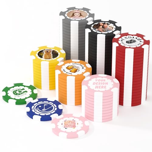 25 benutzerdefinierte Clay Pokerchips, 40 mm schwer, 11,5 g Casino-Größe, personalisierte Pokerchips mit Ihrem Logo, Bild oder Text, individuelle Getränke-Token für Bar, Party, Turniere, Golfclub oder 25 benutzerdefinierte Clay Pokerchips, 40 mm schwer, 11,5 g Casino-Größe, personalisierte Pokerchips mit Ihrem Logo, Bild oder Text, individuelle Getränke-Token für Bar, Party, Turniere, Golfclub oder von Mayertoung
