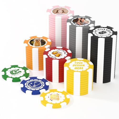 25 benutzerdefinierte Clay Pokerchips, 40 mm schwer, 11,5 g Casino-Größe, personalisierte Pokerchips mit Ihrem Logo, Bild oder Text, individuelle Getränke-Token für Bar, Party, Turniere, Golfclub oder 25 benutzerdefinierte Clay Pokerchips, 40 mm schwer, 11,5 g Casino-Größe, personalisierte Pokerchips mit Ihrem Logo, Bild oder Text, individuelle Getränke-Token für Bar, Party, Turniere, Golfclub oder von Mayertoung