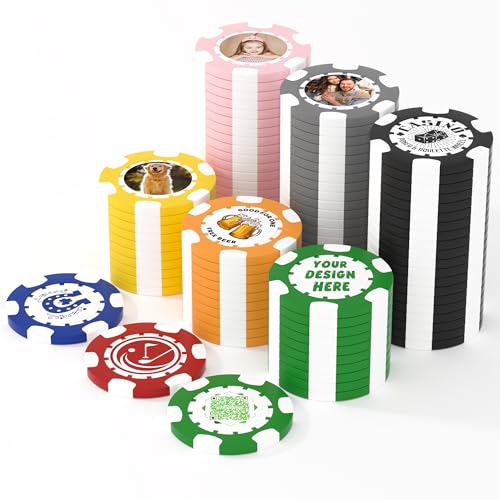 25 benutzerdefinierte Clay Pokerchips, 40 mm schwer, 11,5 g Casino-Größe, personalisierte Pokerchips mit Ihrem Logo, Bild oder Text, individuelle Getränke-Token für Bar, Party, Turniere, Golfclub oder 25 benutzerdefinierte Clay Pokerchips, 40 mm schwer, 11,5 g Casino-Größe, personalisierte Pokerchips mit Ihrem Logo, Bild oder Text, individuelle Getränke-Token für Bar, Party, Turniere, Golfclub oder von Mayertoung
