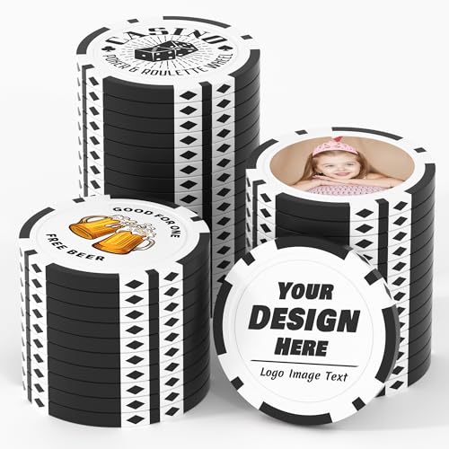 25 benutzerdefinierte Tonpokerchips für 8 Farben, 40 mm schwer, 11,5 g, Casino-Größe, individuelle Pokerchips mit Logo, Bild oder Text, individuelle Getränke-Token für Bar, Party, Turniere, Golfclub 25 benutzerdefinierte Tonpokerchips für 8 Farben, 40 mm schwer, 11,5 g, Casino-Größe, individuelle Pokerchips mit Logo, Bild oder Text, individuelle Getränke-Token für Bar, Party, Turniere, Golfclub von Mayertoung