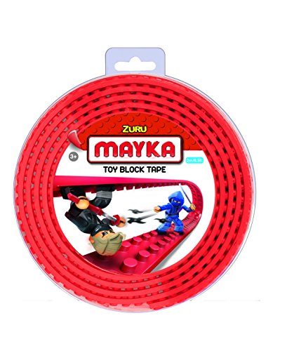 Mayka 34642 - Klebeband für Lego Bausteine, 2 m selbstklebendes Band mit 2 Noppen, rotes Bausteinband, flexibles Noppenband zum Bauen mit Legosteinen für Kinder ab 3 Jahre, wiederverwendbar von Mayka