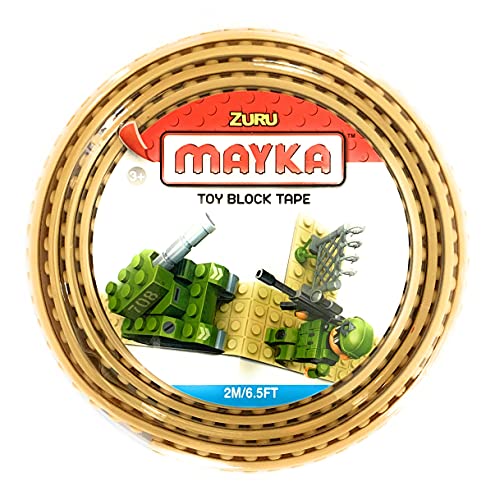 Mayka 34656 - Klebeband für Lego Bausteine, 2 m selbstklebendes Band mit 4 Noppen, gelbes Bausteinband, flexibles Noppenband zum Bauen mit Legosteinen für Kinder ab 3 Jahre, wiederverwendbar von MAYKA