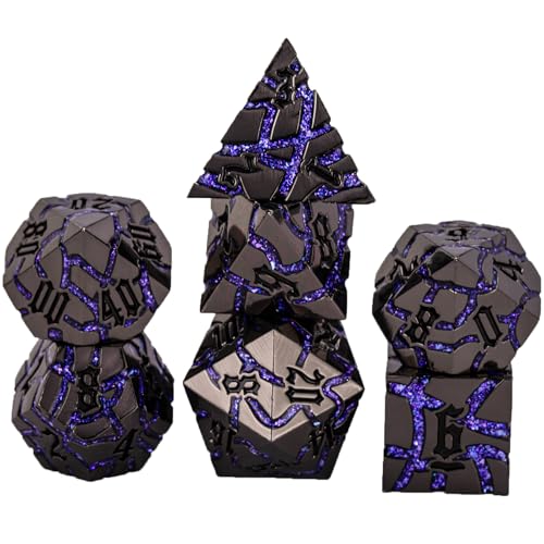 DND-Würfel-Set mit Rissstreifen, metallisches Glitzer-Würfel-Set mit Geschenk-Box, polyedrische D&D-Würfel aus Metall für Rollenspiele DND-Würfel-Set mit Rissstreifen, metallisches Glitzer-Würfel-Set mit Geschenk-Box, polyedrische D&D-Würfel aus Metall für Rollenspiele von Maywin