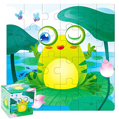 MazCo 24 Teile Puzzles für Kinder ab 3 Jahren, Mini-Puzzle für Jungen und Mädchen Vorschul-Lernspiel (Frosch) von MazCo