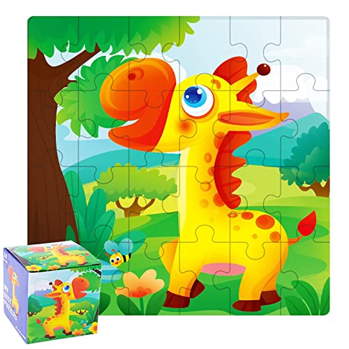 MazCo 24 Teile Puzzles für Kinder ab 3 Jahren, Mini-Puzzle für Jungen und Mädchen Vorschul-Lernspiel (Giraffe) von MazCo