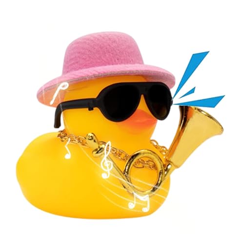 Armaturenbrett-Ente – Quietschendes Enten-Spielzeug aus Gummi – Gelbe Ente, Auto-Dekoration mit Hut, Musikinstrument Armaturenbrett-Ente – Quietschendes Enten-Spielzeug aus Gummi – Gelbe Ente, Auto-Dekoration mit Hut, Musikinstrument von Mbiyhgta