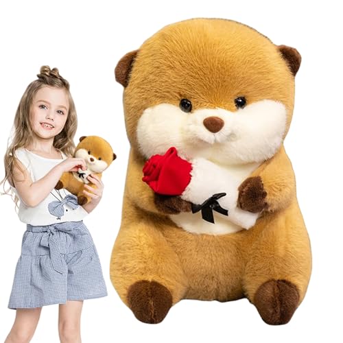 Entzückendes Capybara Plüschtier, Capybara Plüschtier, 24 cm Capybara Puppe mit Rose - Weiches Plüschkissen, Cartoon-Tierkissen für Erwachsene, Geburtstag, Valentinstag Entzückendes Capybara Plüschtier, Capybara Plüschtier, 24 cm Capybara Puppe mit Rose - Weiches Plüschkissen, Cartoon-Tierkissen für Erwachsene, Geburtstag, Valentinstag von Mbiyhgta