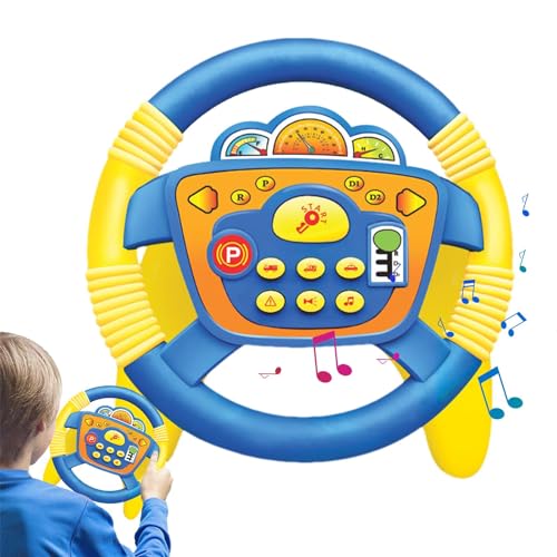 Kinderlenkrad – Simuliertes Fahrspielzeug, vertikales Simulationsspielzeug | Leuchtendes, realistisches Lenkrad, niedliches sensorisches Spielzeug mit Lichtgeräuschen, interaktives Musikspielzeug für von Mbiyhgta
