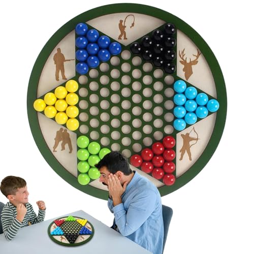 MBIYHGTA Chinesische Checkers - Wood Board und PEGS Chinese Checker - Familienabendstrategie Multi -Player -Aktivität für Backyard BBQ Beach Picnic Campfire Entertainment von Mbiyhgta