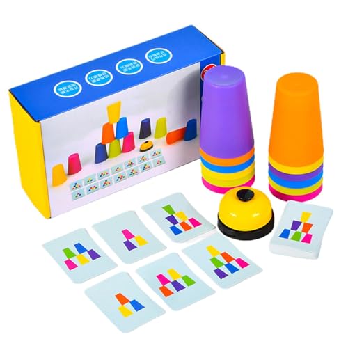 Mbiyhga Cup Stacking Set | Klassische Schnellpokalspiele für Kinder Intelligenz und Antworttraining, Flying Stack Cup Eltern-Kind Interactive Party Challenge Wettbewerb von Mbiyhgta