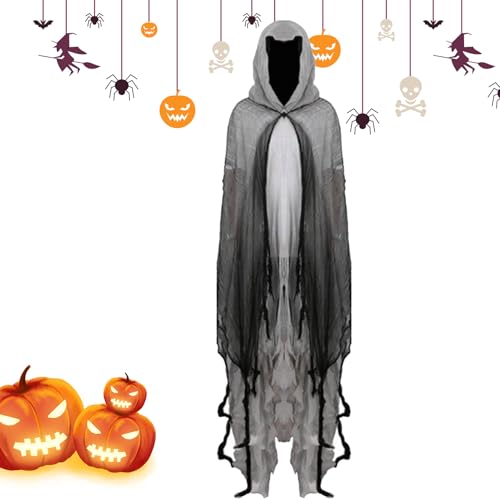 Mbiyhgta Halloween-Kostüm für Erwachsene, männlicher Geist, Halloween-Kostüm für Erwachsene, weiblicher Geist - Erwachsene Hexenumhang mit Kapuze für Frauen Maskerade - Horror-Hexe-Kostüm für den Mbiyhgta Halloween-Kostüm für Erwachsene, männlicher Geist, Halloween-Kostüm für Erwachsene, weiblicher Geist - Erwachsene Hexenumhang mit Kapuze für Frauen Maskerade - Horror-Hexe-Kostüm für den von Mbiyhgta
