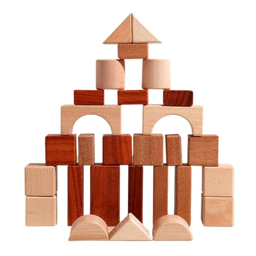 Mbiyhgta Holzbausteine ​​- klassisches Pädagogik -Stapelspielzeug, langlebige Stapelblöcke Kinder, Geburtstag präsentiertes Learning Development | Ideal für Mädchen Heimspiel Kindergartenschule von Mbiyhgta