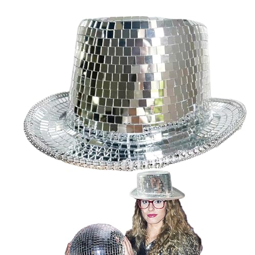 Mbiyhgta Kopfbedeckung für Erwachsene, glänzend, Disco Tuxedo Hat, Uni, Kostüm, Party, Mode-Accessoires, Spiegelschichten mit Pailletten, für Erwachsene, Männer, Frauen, Nachtanz Mbiyhgta Kopfbedeckung für Erwachsene, glänzend, Disco Tuxedo Hat, Uni, Kostüm, Party, Mode-Accessoires, Spiegelschichten mit Pailletten, für Erwachsene, Männer, Frauen, Nachtanz von Mbiyhgta
