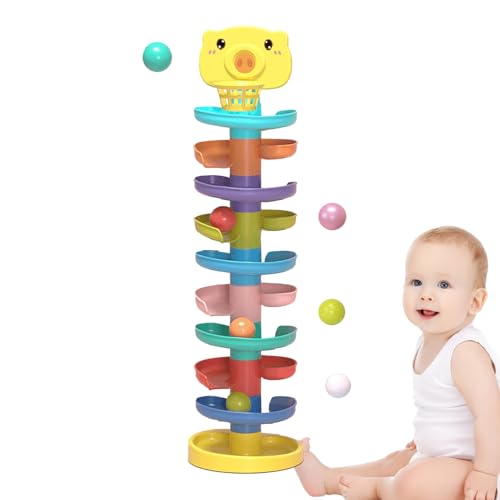Mbiyhgta Kugelrutschen Spielzeug, Roll Swirling Tower | Schöne lustige stapelbare dauerhafte kreative Ballturm Kindergärtner klassisches Bildungsgeschenk für Kinder von Mbiyhgta