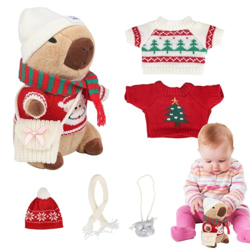 Mbiyhgta Plüsch-Capybara,Weihnachts-Capybara-Plüsch, Cartoon-Plüschtiere mit 9 Outfit-Accessoires, Lustiges interaktives Spielzeug für Partys, niedliche Plüschtiere, Weihnachtsdekoration für Bett, Mbiyhgta Plüsch-Capybara,Weihnachts-Capybara-Plüsch, Cartoon-Plüschtiere mit 9 Outfit-Accessoires, Lustiges interaktives Spielzeug für Partys, niedliche Plüschtiere, Weihnachtsdekoration für Bett, von Mbiyhgta