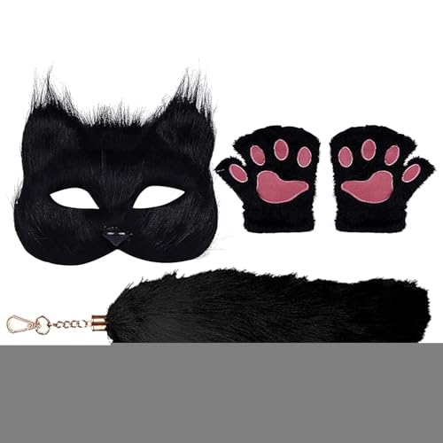 Mbiyhgta Tierkostüm | Halloween-Kostüm, Zubehör, niedliche Handschuhe, Pfotenmaske, Schwanz, für Partys, Halloween, Cosplay, Karneval Mbiyhgta Tierkostüm | Halloween-Kostüm, Zubehör, niedliche Handschuhe, Pfotenmaske, Schwanz, für Partys, Halloween, Cosplay, Karneval von Mbiyhgta
