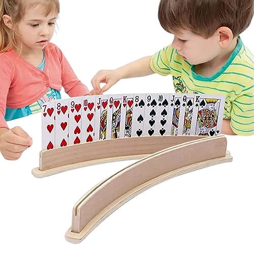 Spielkartenhalter | Freihändige Kartenhalter aus gebogenem Holz | 2 Stück Pokerhalter Organizer Halter Halter Tablett Kartenspielzubehör für Poker, Canasta, Pinochle, a von Mbiyhgta