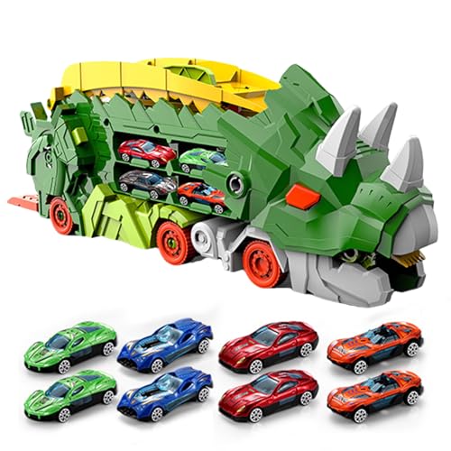 Transport Truck - Faltbares Trägerspielset, Kinderspielzeugfahrzeug | Einzigartige Rennstrecke Spielzeug, stehender Dinosaurier-Konvertierung, Tat Play Abenteuerspielzeug, Geburtstagsgeschenkidee von Mbiyhgta
