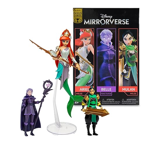 Disney Mirrorverse Actionfigur Princess Pack Mulan, Belle (Fractured) & Arielle (Gold Label) 13-18 cm von McFarlane
