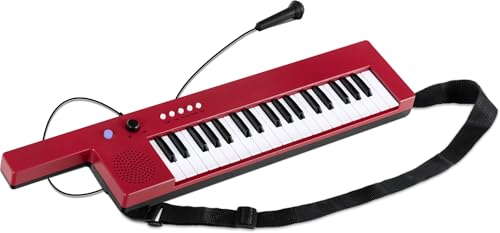 McGrey KT-3712 Kinderkeyboard - 37 Tasten - Inklusive Tragegurt und Mikrofon - Betrieb über Akku und USB-Netzteil möglich - 4 Klangfarben, 4 Begleitrhythmen und 10 Demosongs - Rot von McGrey