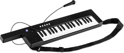 McGrey KT-3712 Kinderkeyboard - 37 Tasten - Inklusive Tragegurt und Mikrofon - Betrieb über Akku und USB-Netzteil möglich - 4 Klangfarben, 4 Begleitrhythmen und 10 Demosongs - Schwarz von McGrey