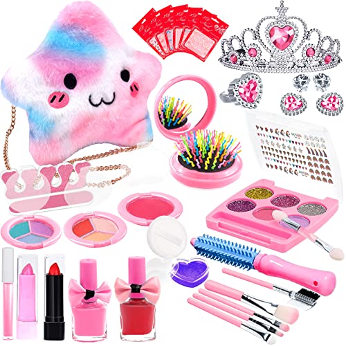 McNory Kinderschminke Set Mädchen,33PCS Abwaschbar Real Kinder Kosmetik Set mit Schminkkoffer Mädchen Spielzeug, Rollenspiel Spielzeug Geschenk für Mädchen Kleine Kinder Prinzessin von McNory