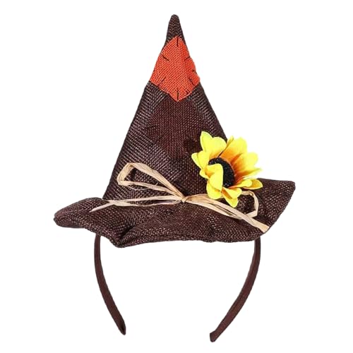 MCOOLAR Halloween Hut Stirnband mit Sonnenblume - Vogelscheuche Hut Haarschmuck für Frauen - Cosplay Party Kostüm Requisite, Braun, Einheitsgröße MCOOLAR Halloween Hut Stirnband mit Sonnenblume - Vogelscheuche Hut Haarschmuck für Frauen - Cosplay Party Kostüm Requisite, Braun, Einheitsgröße von Mcoolar