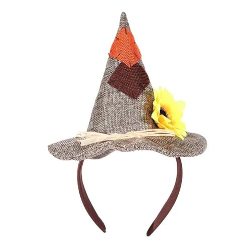 MCOOLAR Halloween Hut Stirnband mit Sonnenblume - Vogelscheuche Hut Haarschmuck für Frauen - Cosplay Party Kostüm Requisite, Helles Braun, Einheitsgröße MCOOLAR Halloween Hut Stirnband mit Sonnenblume - Vogelscheuche Hut Haarschmuck für Frauen - Cosplay Party Kostüm Requisite, Helles Braun, Einheitsgröße von Mcoolar