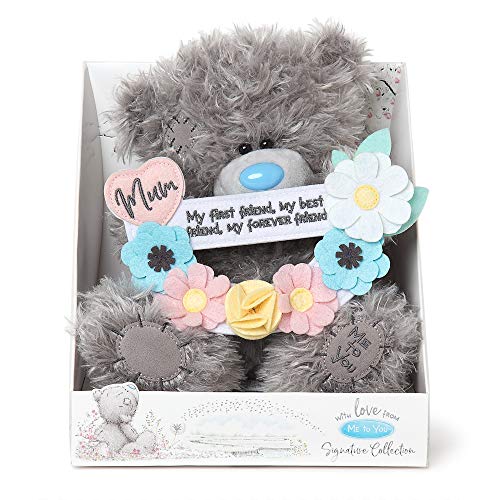 Me To You Tatty Teddy mit Blumen und Nachricht für Mama, offizielle Kollektion, Blau, Grau, Silber von Me to You