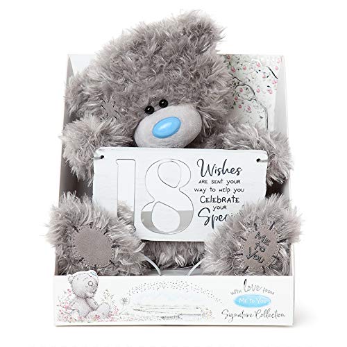 Me To You Tatty Teddy mit Schild zum 18. Geburtstag, offizielle Kollektion, Blau, Grau, Silber Me To You Tatty Teddy mit Schild zum 18. Geburtstag, offizielle Kollektion, Blau, Grau, Silber von Me to You