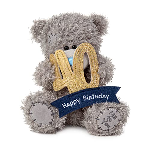Me to You Tatty Teddy Bär zum 40. Geburtstag mit einer 40 Banner, offizielle Kollektion, Blau, Gold, Grau, Marineblau von Me To You Bear
