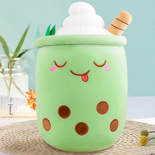 MeHoo 24cm Bubble Tea Kuscheltier, Boba Tea Plüsch Kissen, Niedliche Stofftier Boba Plüschtier,Weiche Milchtee Puppe Umarmungskissen Rückenkissen Urlaub Geburtstag Geschenk (Grün) von MeHoo