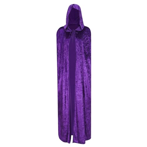 MeXYZ Unisex-Samt-Umhang mit Kapuze, Halloween-Kostüm, Kapuzenumhang, Hexe, Zauberer, Vampir, Cosplay-Kostüm (lila, L) von MeXYZ