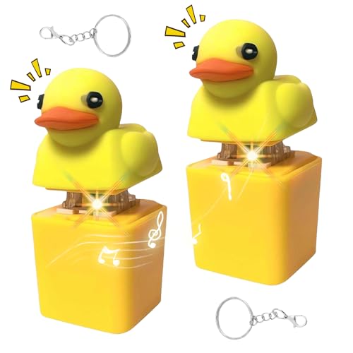 Duckeys Fidget Toy 2 Stück, Duckeys Keycap, Quacking Duck, Schlüsselanhänger Ente mit Licht & Sound, Stress und Angst lindern, die Tastatur dekorieren und Spaß bringen von MeYuxg