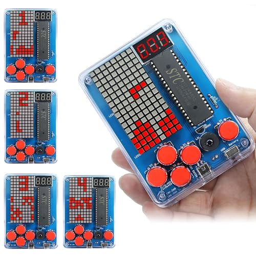 Elektronik Baukasten, DIY Lötbausatz, Elektrobaukasten für Erwachsene Kinder, Handheld Game Console mit 4 Spielen, Elektronik Set für Löten Lernen von MeYuxg