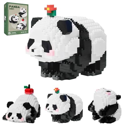 MeYuxg 3 in1 Panda Mini Bausteine, 940 StüCke Panda Bauspielzeug Set Panda Geschenk, für Kinder Erwachsene Kompatibel Bausteine Spielzeug Nette Home Decors von MeYuxg